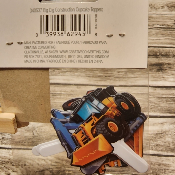 Construction cupcake picks. Set of 12 features 3 different vehicles. 2.75x2 in. - Picture 3 of 3